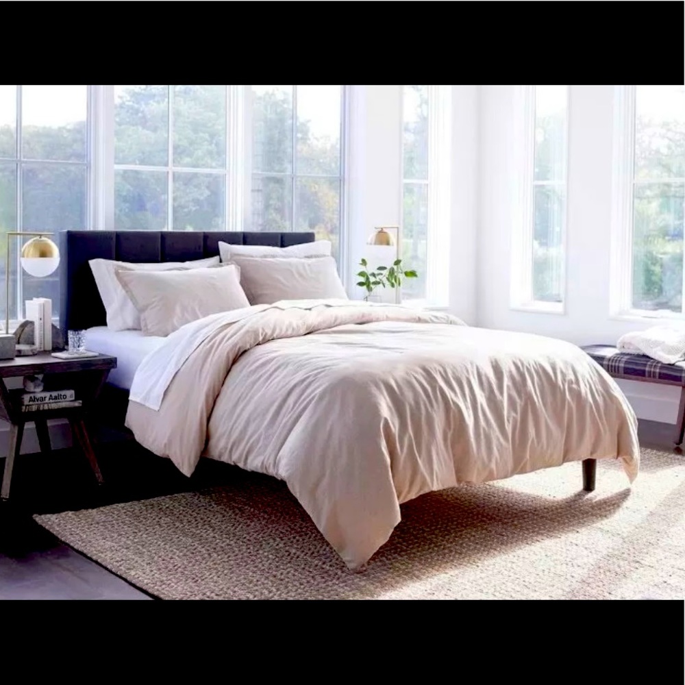 King Linen Blend 3 Piece Duvet Cover Set Natural